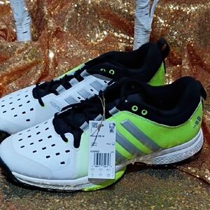 Adidas Tennis/Pickleball White and Lime Green Picket Ball/ Tennis Athletic Shoes